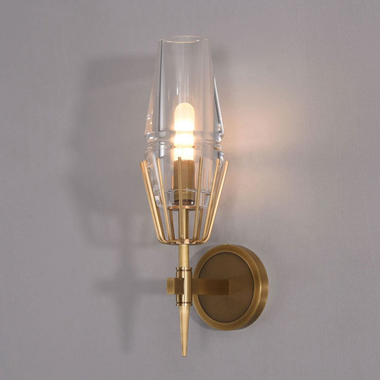 David Red Wine Glass Wall Sconce, Brass