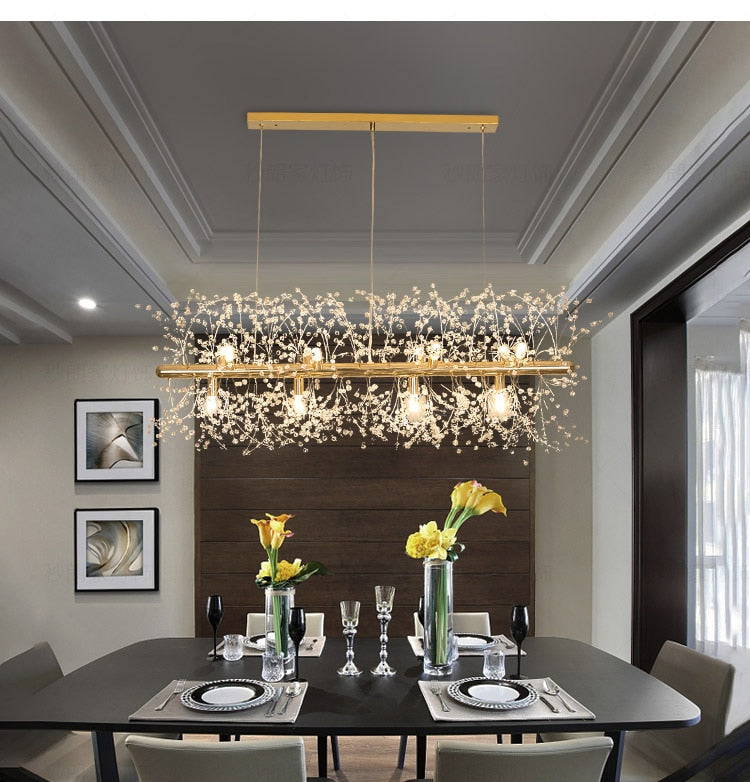 Glenn Modern Golden Crystal Long chandelier Diameter 28 Inch 35 Inch