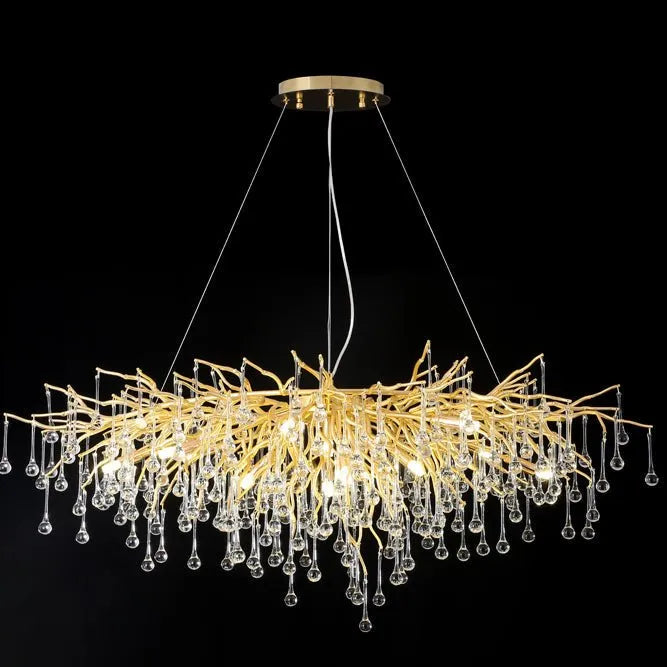 Elsa Crystal Droplet Branch Chandelier Light for Dining Room