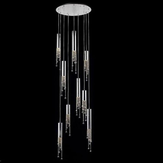 Kaler Cylinder Modern Crystal Pendant, Contemporary Pendant Light chandeliers for dining room,chandeliers for stairways,chandeliers for foyer,chandeliers for bedrooms,chandeliers for kitchen,chandeliers for living room Rbrights Round 9 Lights  
