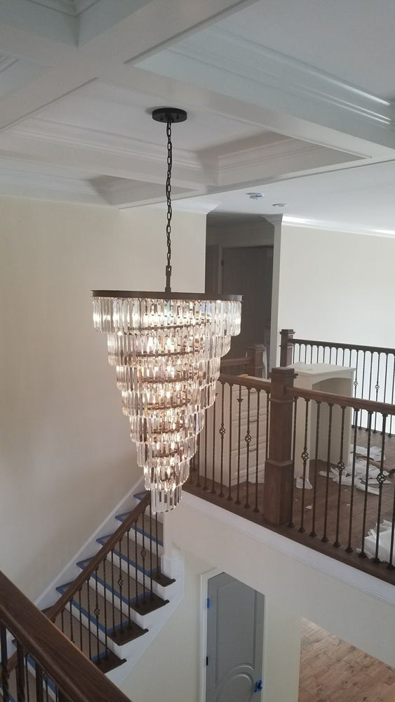 Odeon Spiral Tiered/ Layered Crystal Fringe Living Room Chandelier Light