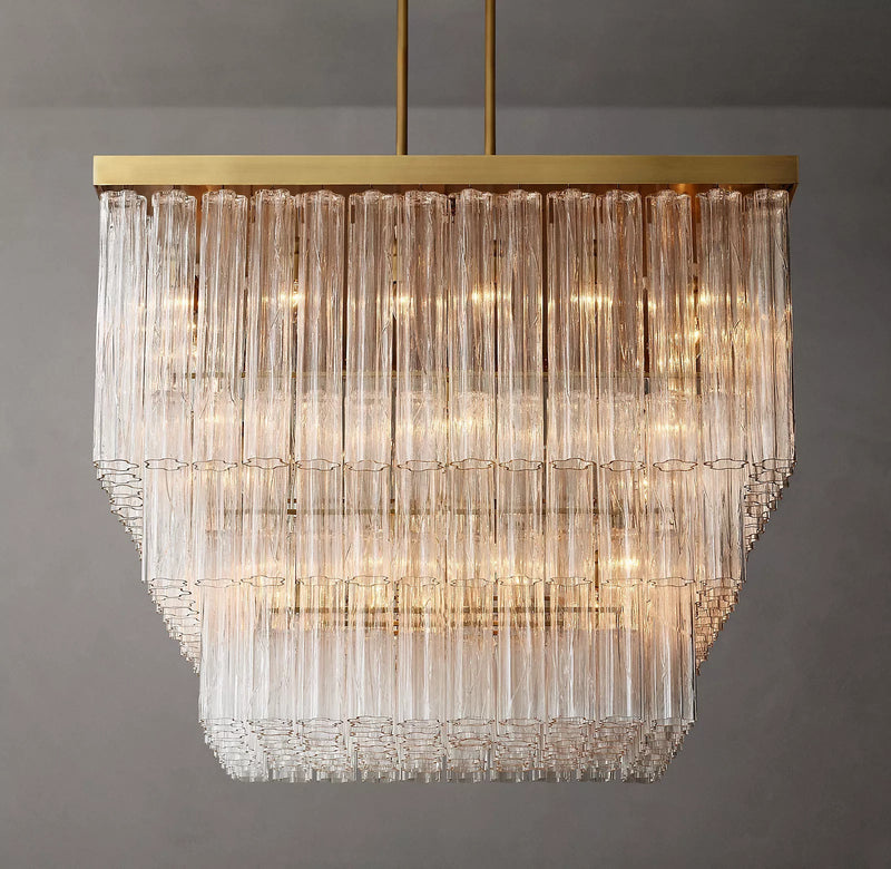 Caesar Glass Tube Square Chandelier 45"