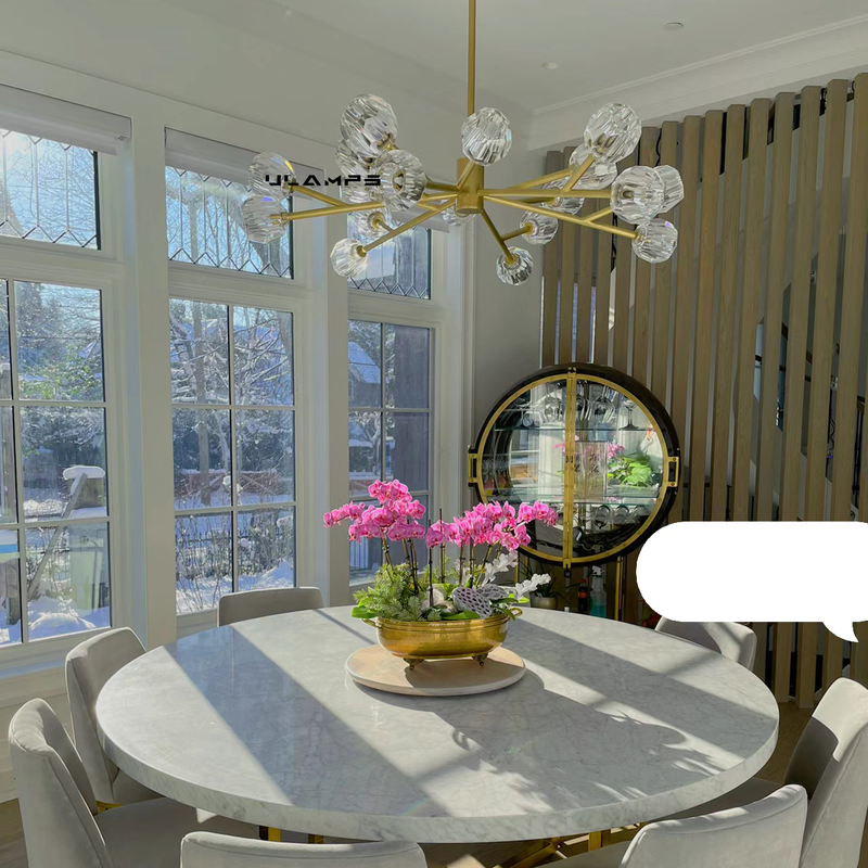 Boule De Cristal Clear Glass Ball Modern Round Chandelier Light 36"