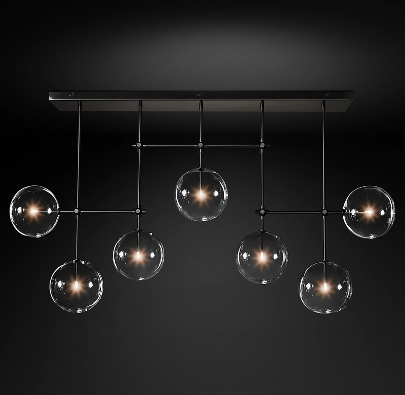Fulcrum Glass Globe Mobile Linear Chandelier Light 60"