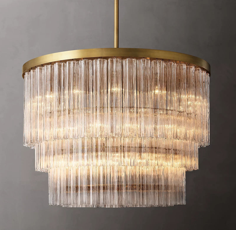 Caesar Glass Tube 3-Tier Round Chandelier 48"