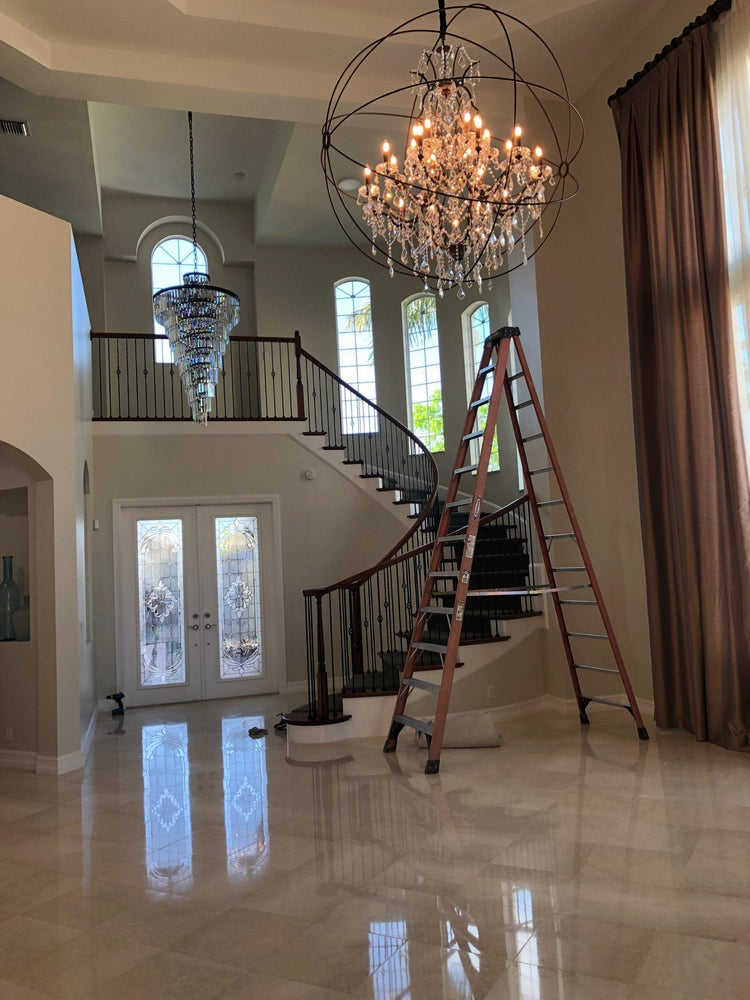 Odeon Spiral Tiered/ Layered Crystal Fringe Living Room Chandelier Light