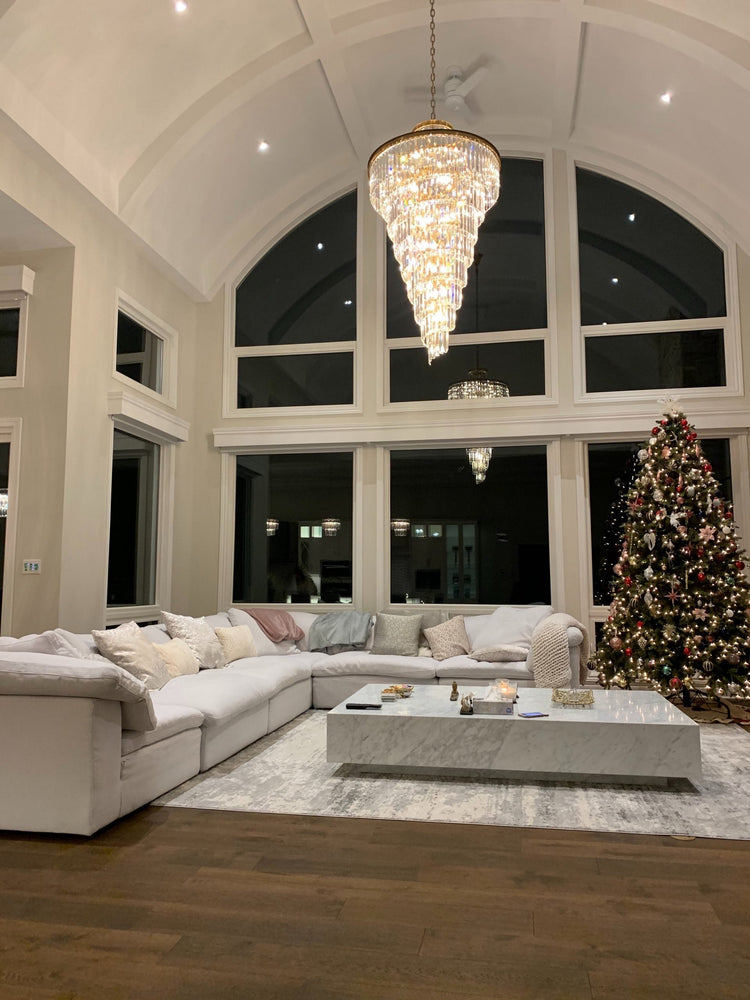 Odeon Spiral Tiered/ Layered Crystal Fringe Living Room Chandelier Light