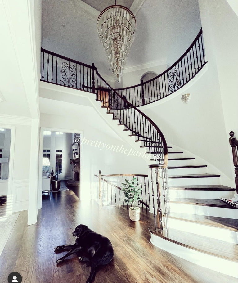Odeon Spiral Tiered/ Layered Crystal Fringe Living Room Chandelier Light