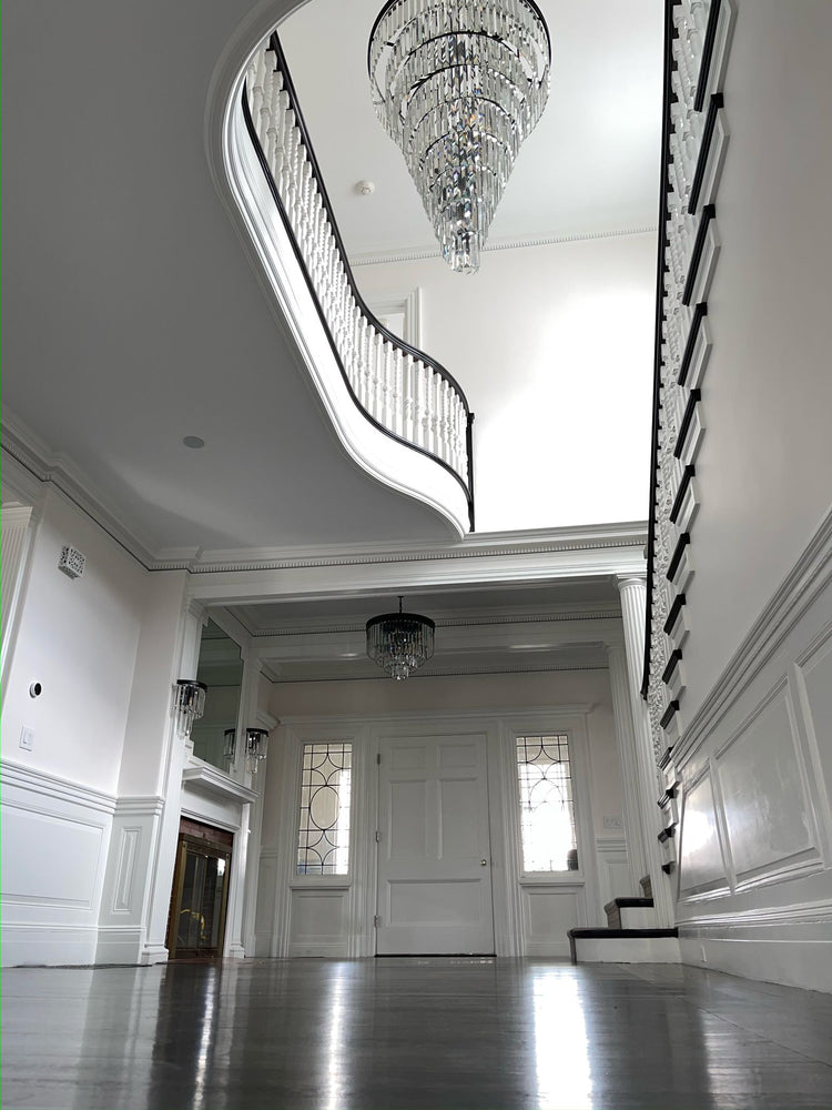 Odeon Spiral Tiered/ Layered Crystal Fringe Living Room Chandelier Light