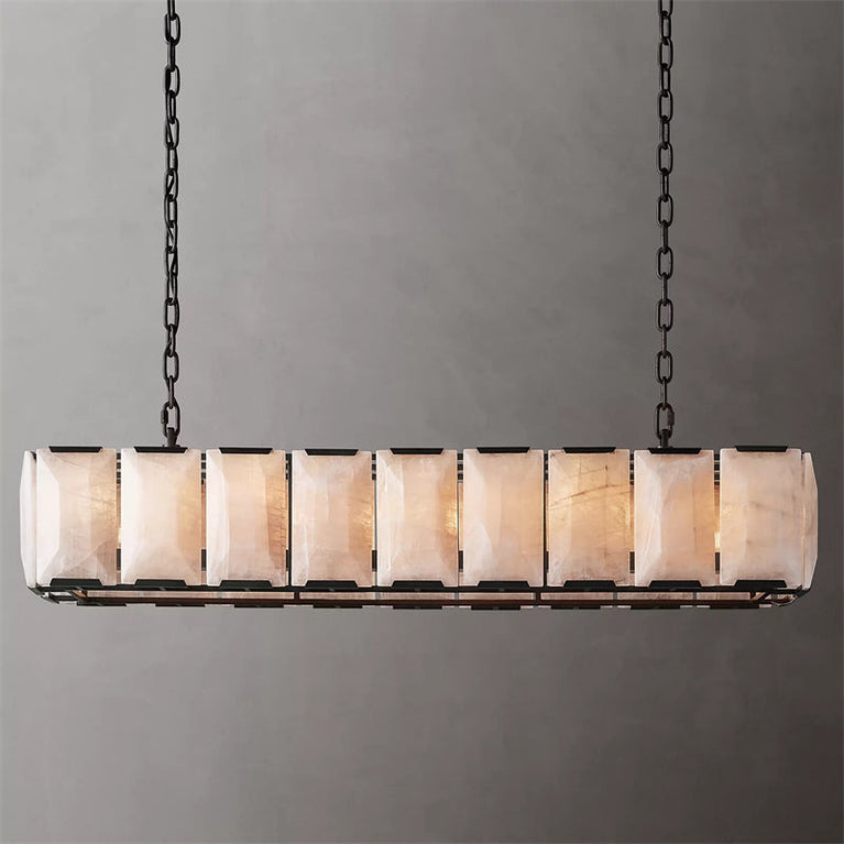 Harlowe Calcite Rectangular Chandelier 62" for Living room