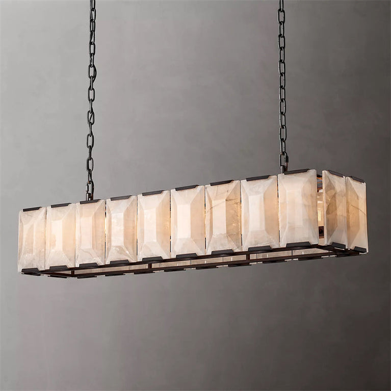 Harlowe Calcite Rectangular Chandelier 62" for Living room