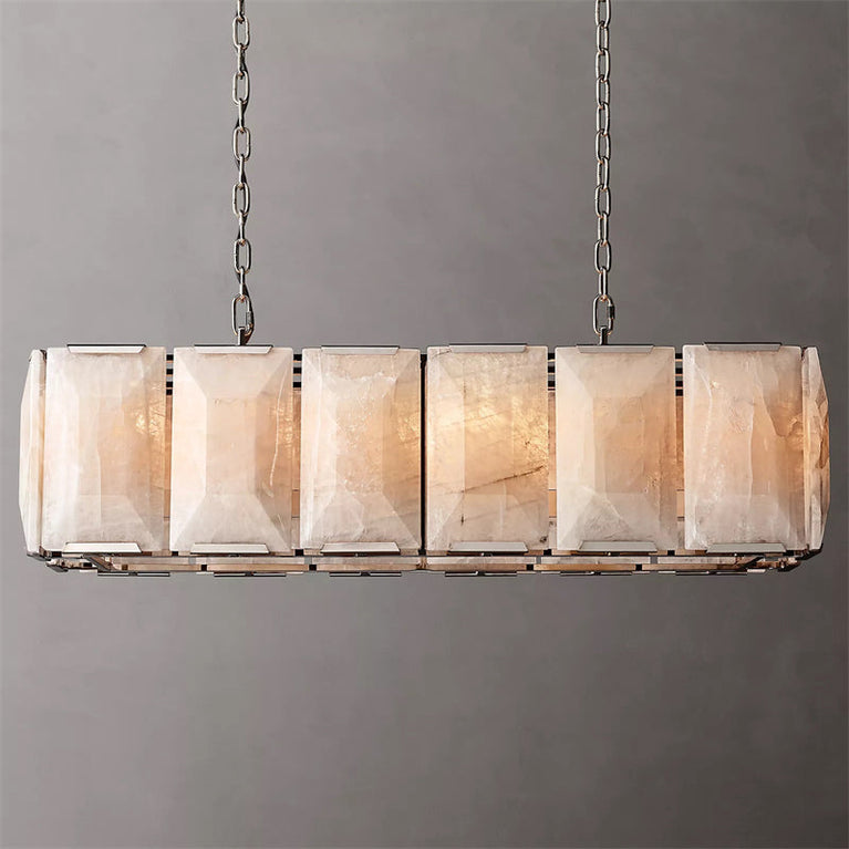 Harlowe Calcite Rectangular Chandelier 42" for Bedroom, Dinning room