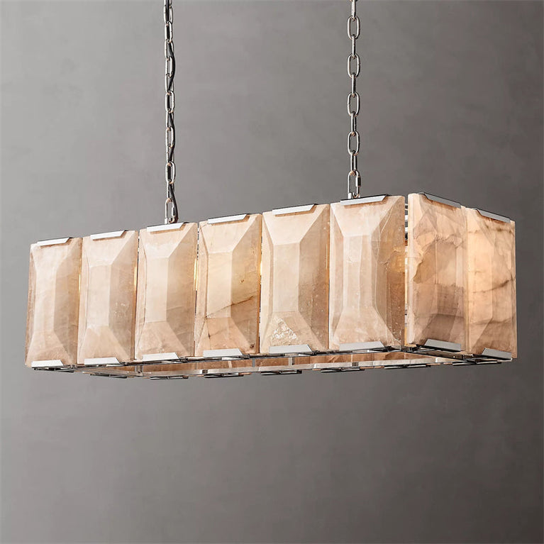 Harlowe Calcite Rectangular Chandelier 42" for Bedroom, Dinning room