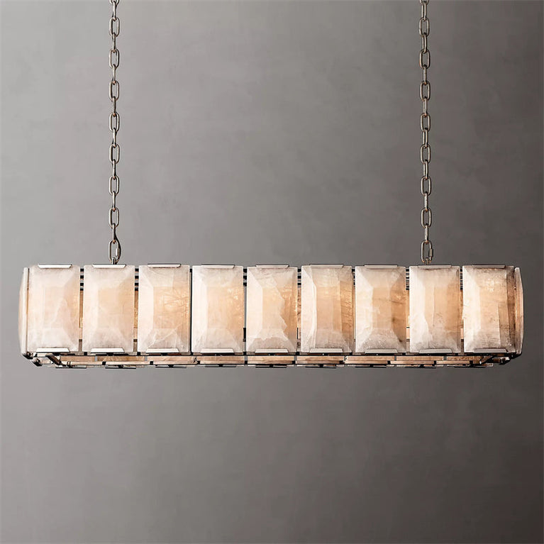Harlowe Calcite Rectangular Chandelier 62" for Living room
