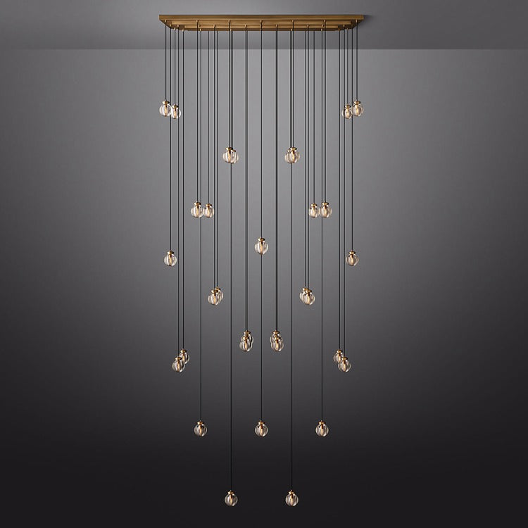 Pearl Linear Rectangle Glass Chandelier, Modern Linear Lamp for Living room